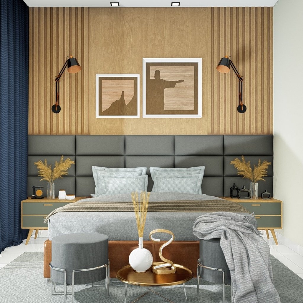 Cabeceira Ripada Placa Estofada 60x25 Em Veludo Varias Cores