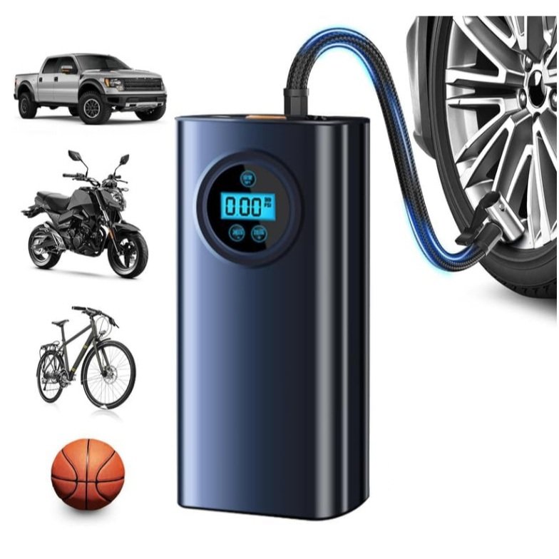 display digital bomba de ar elétrica sem fio pneu inflator motocicleta carro bicicleta compressor de ar portátil