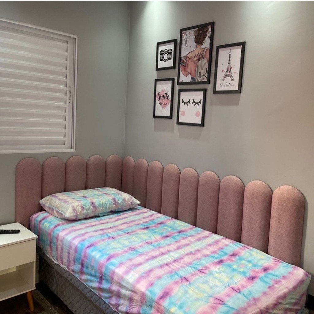KIT Cabeceira Estofada Nuvem 60x20cm Para Cama Solteiro em L(15 PEÇAS)