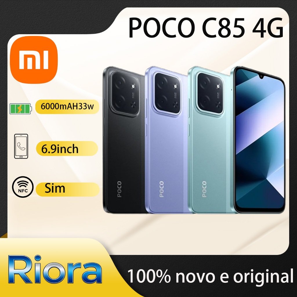 Celular xiaomi original POCO C85 4G Versão Global NFC celular barato novo Câmera 50MP Android 15