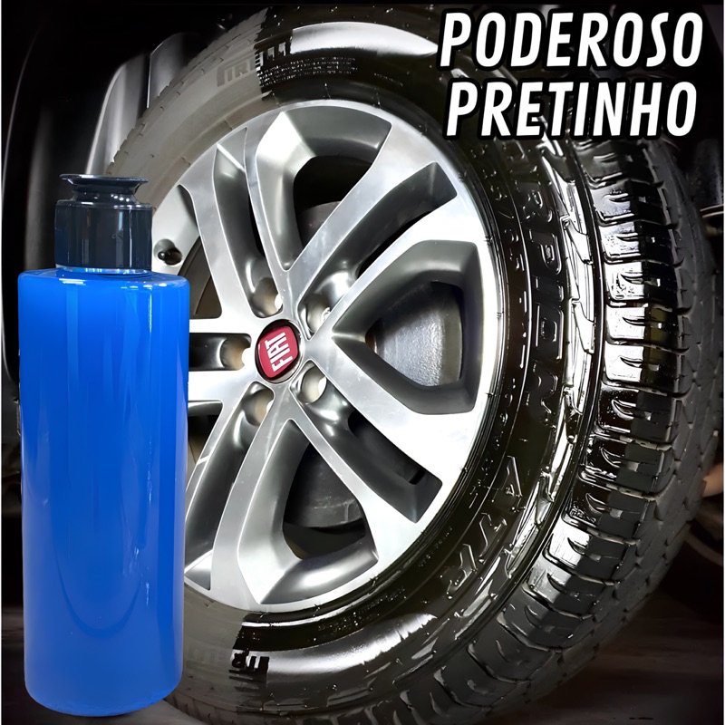 Pretinho para pneu brilho intenso não sai com água 200ml