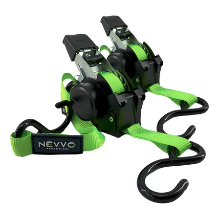 Kit 2 Cinta P/ Carga Catraca Automatica Retrátil 680kg Nevvo Verde