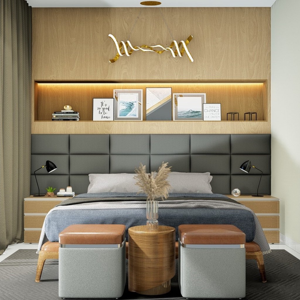 Cabeceira Ripada Placa Estofada 50x25 Em Veludo Varias Cores