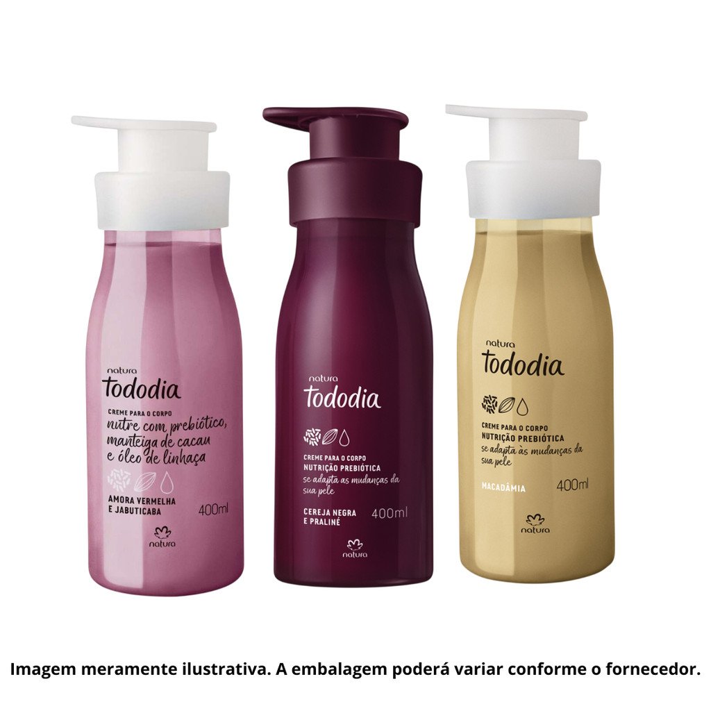 Kit com 3 Cremes Corporais Hidratantes Natura Tododia – 400ml Cada