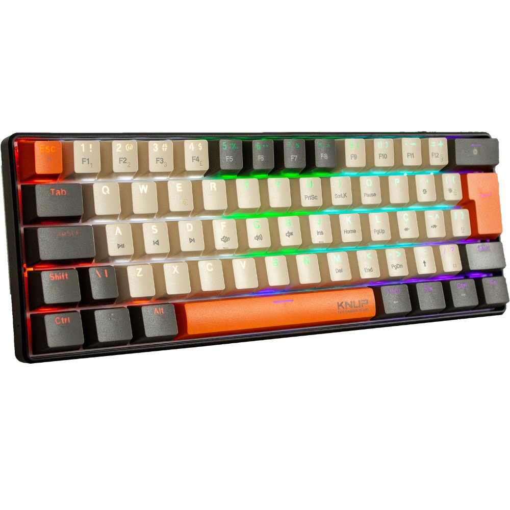 Teclado Mecânico Gamer 60% com Fio Preto Laranja Cinza Swich Azul Computador Videogame Led Rgb Usb