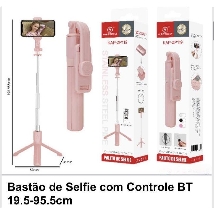 Tripé Selfie Stick Extensível com Controle Remoto Sem Fio para Grupos de Selfies e Streaming ao Vivo