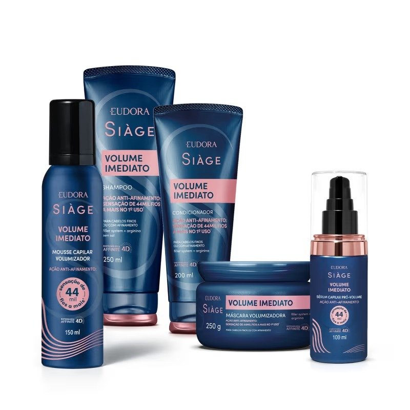 LANÇAMENTO Eudora Siage Volume Imediato: Shampoo, Condicionador, Máscara Capilar, Serum pró Volume ou Mousse Volumizador