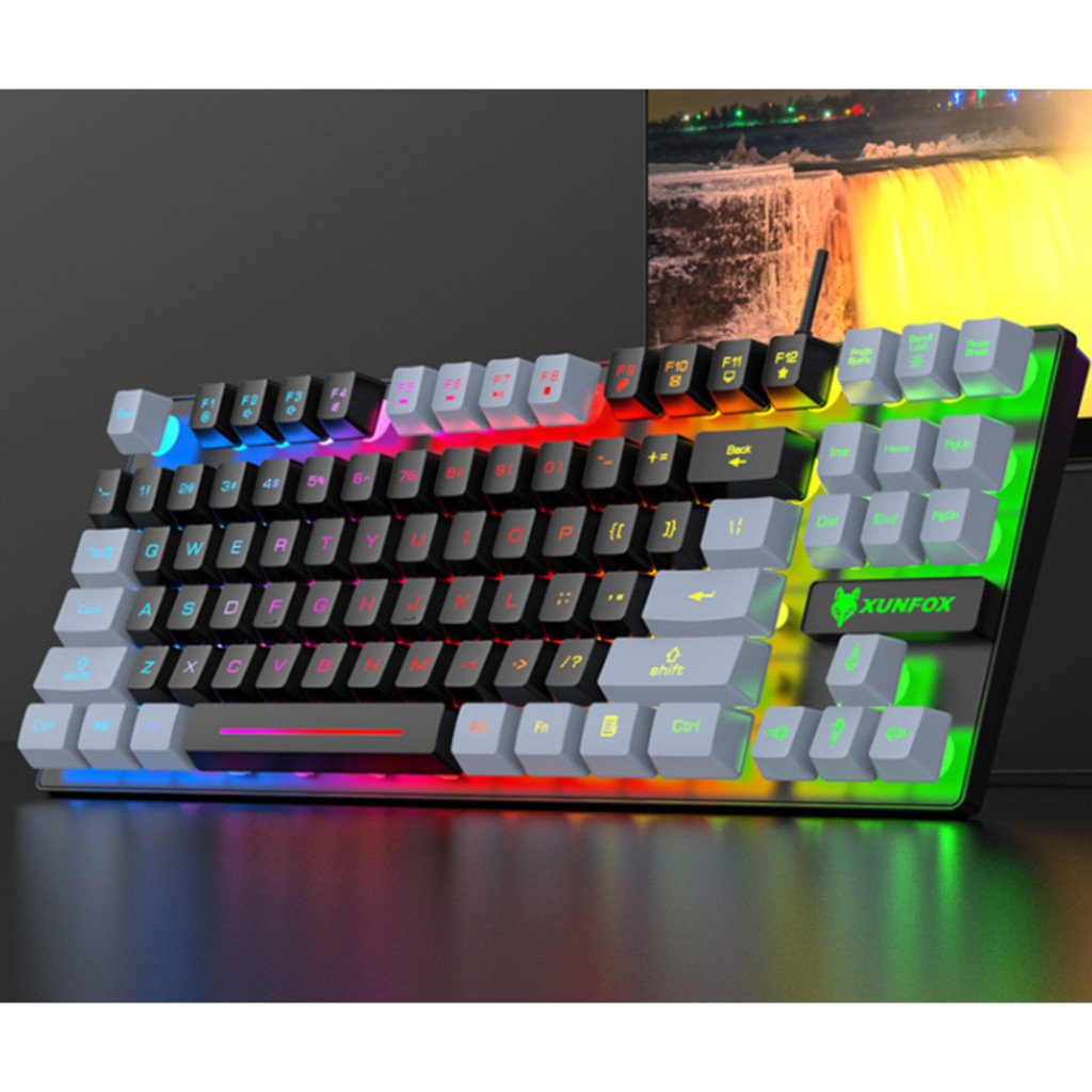 Teclado Semimecânico Gamer luminação Rainbow E Controle De Volume Com Fio