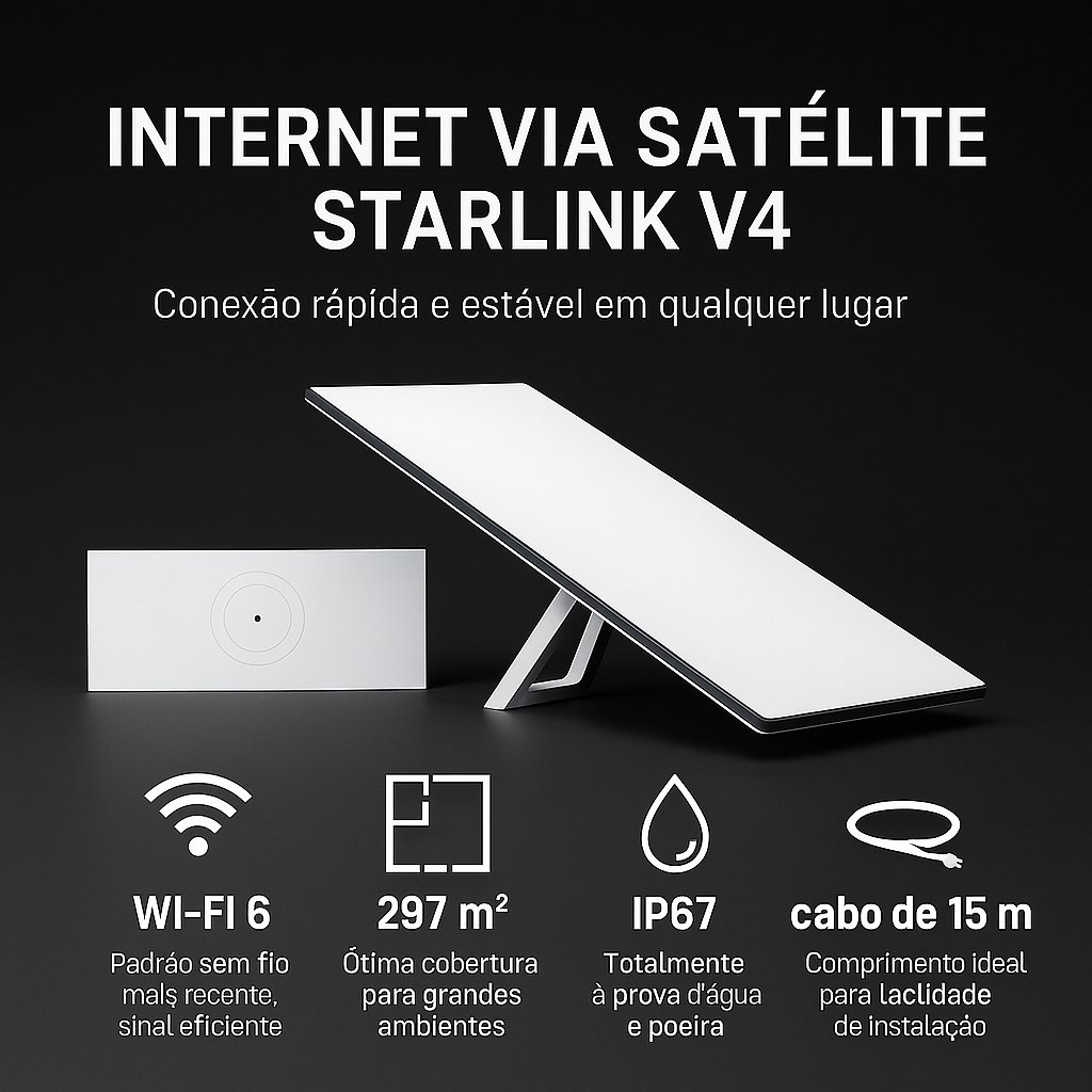 Starlink V4 Internet Satélite Wi-fi 6 Alta Velocidade Nacional Homologada Anatel (Starlink Padrão)