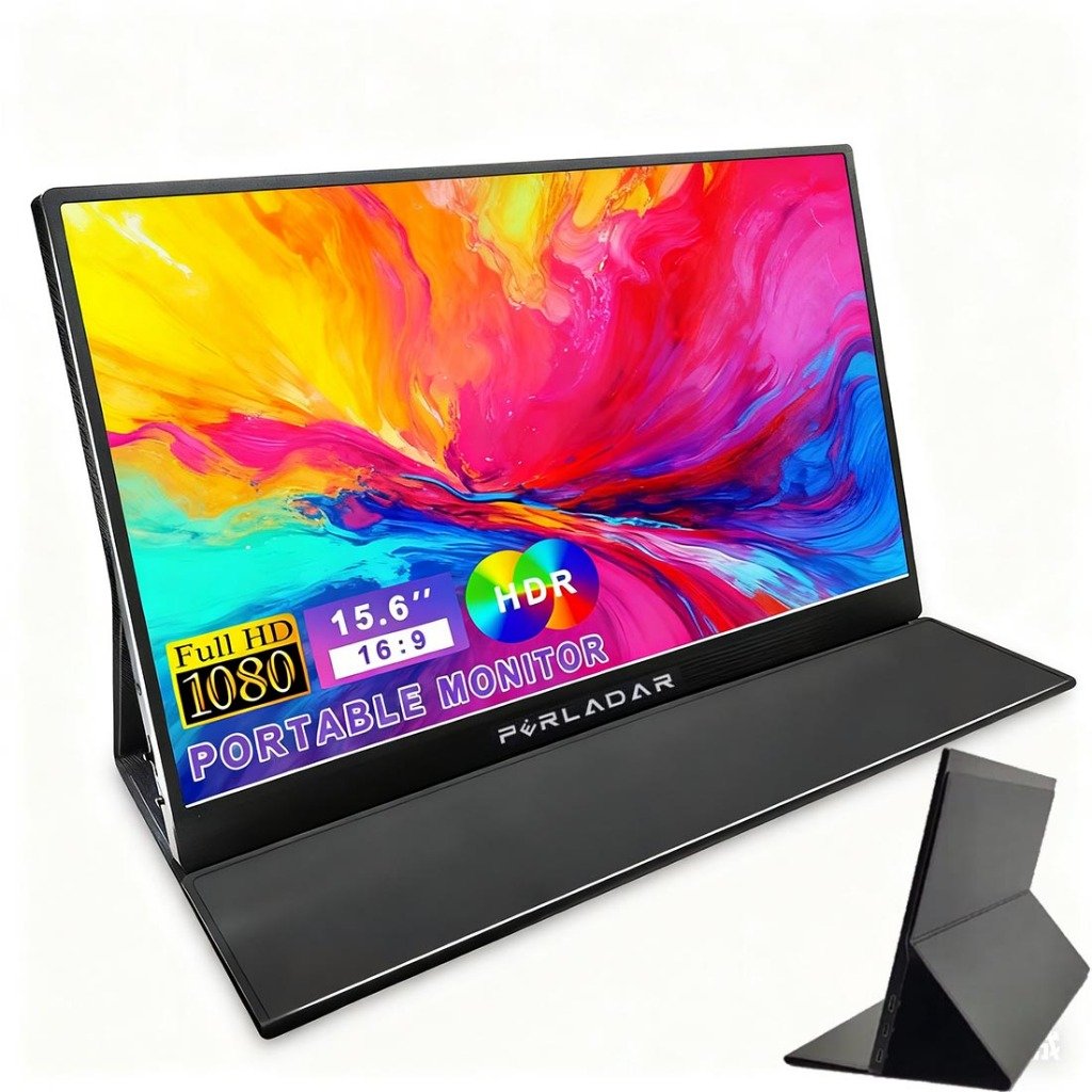 Monitor Portátil 15.6'' 1080p FHD IPS HDMI USB-C Segundo Tela Extensor para Laptop iPad/PC/Mac/Switch/PS4 Jogo
