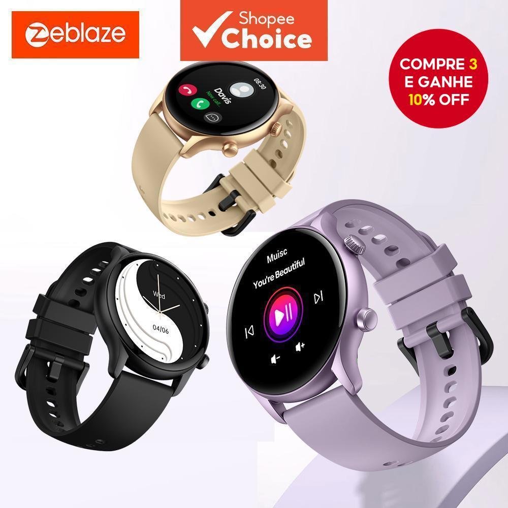 Zeblaze Btalk 3 Plus Smartwatch Relógio Inteligente Para Chamadas De Voz Homens E Mulheres 1.39'Grande Tela Colorida HD