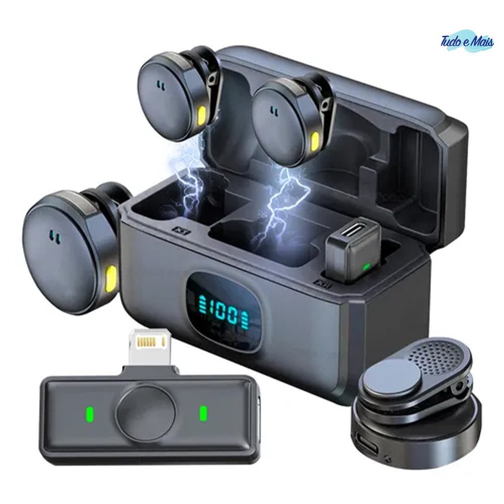 Microfone Sem Fio para Smartphone com Cancelamento de Ruído - iPhone/Android Type-C (Ideal para Vídeos, TikTok e Vlogs)