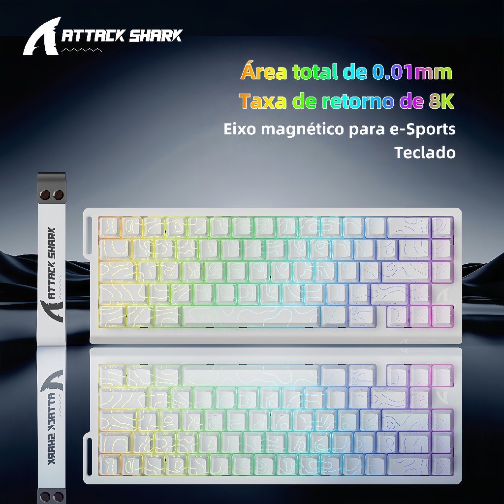ATTACK SHARK X68 HE 8000Hz Teclado De Gatilho Rápido 0.01mm RT Precisão Para Jogos Com Fio E Interruptor Magnético