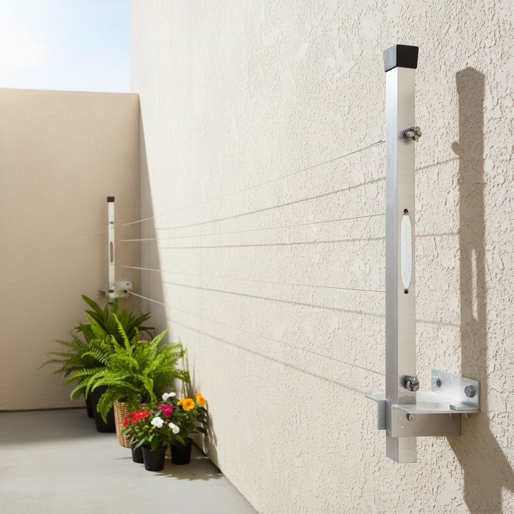 Varal de Roupa de Parede Retrátil de alumínio para Sacada Até 80kg