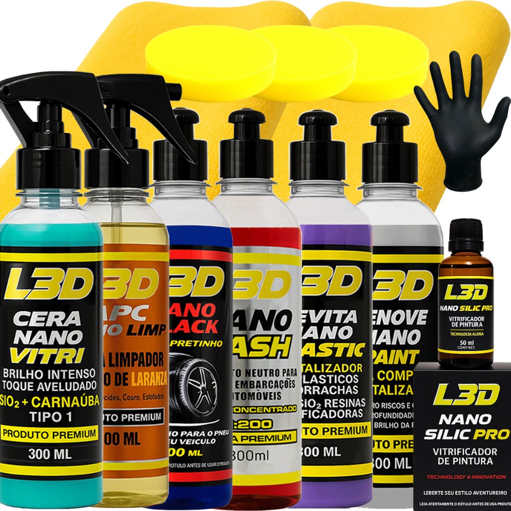 Kit Cera Automotiva L3D  Linha Completa Para Todas as Partes do Veiculo