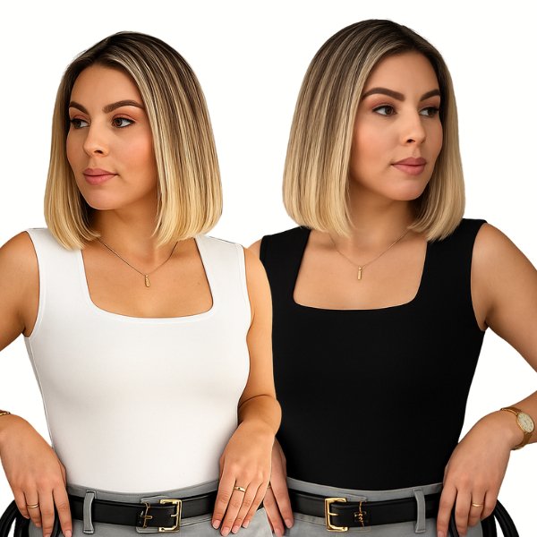 kit 2 Blusa Regata Decote Quadrado Básica Feminina Moda feminina Blusinha