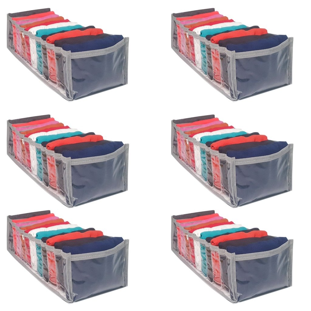 Kit 6 Colmeia Organizadora de Gavetas 11 Divisórias Cinza