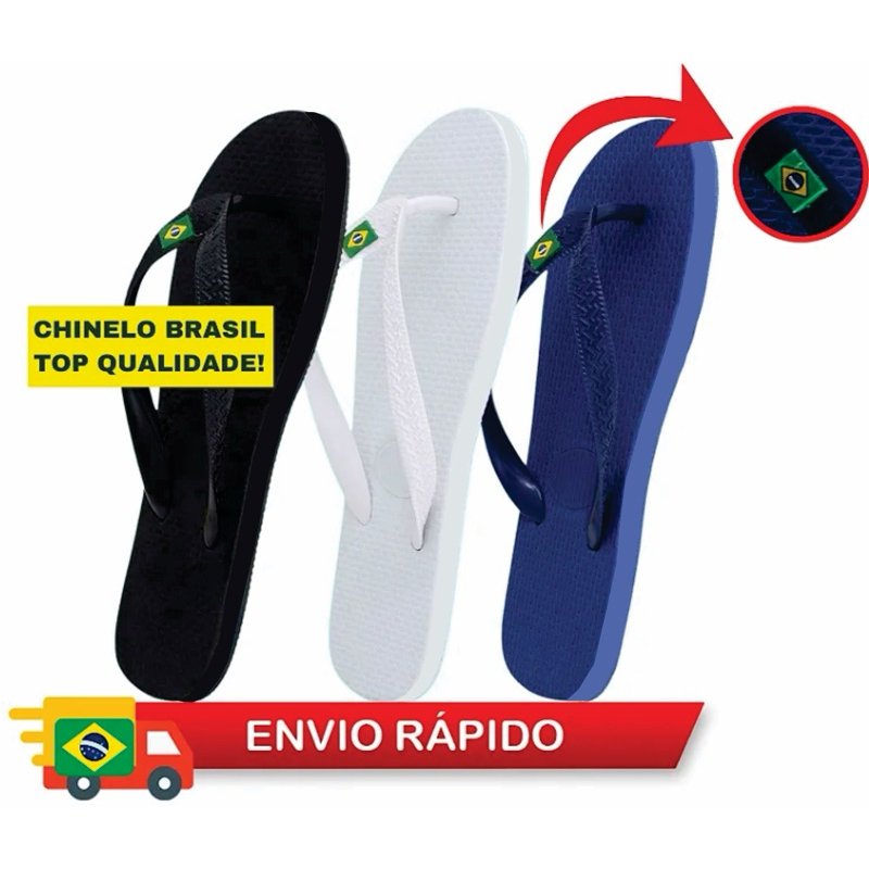 KIT 02 PARES CHINELO BANDEIRINHA UNISSEX TRADICIONAL ORIGINAL