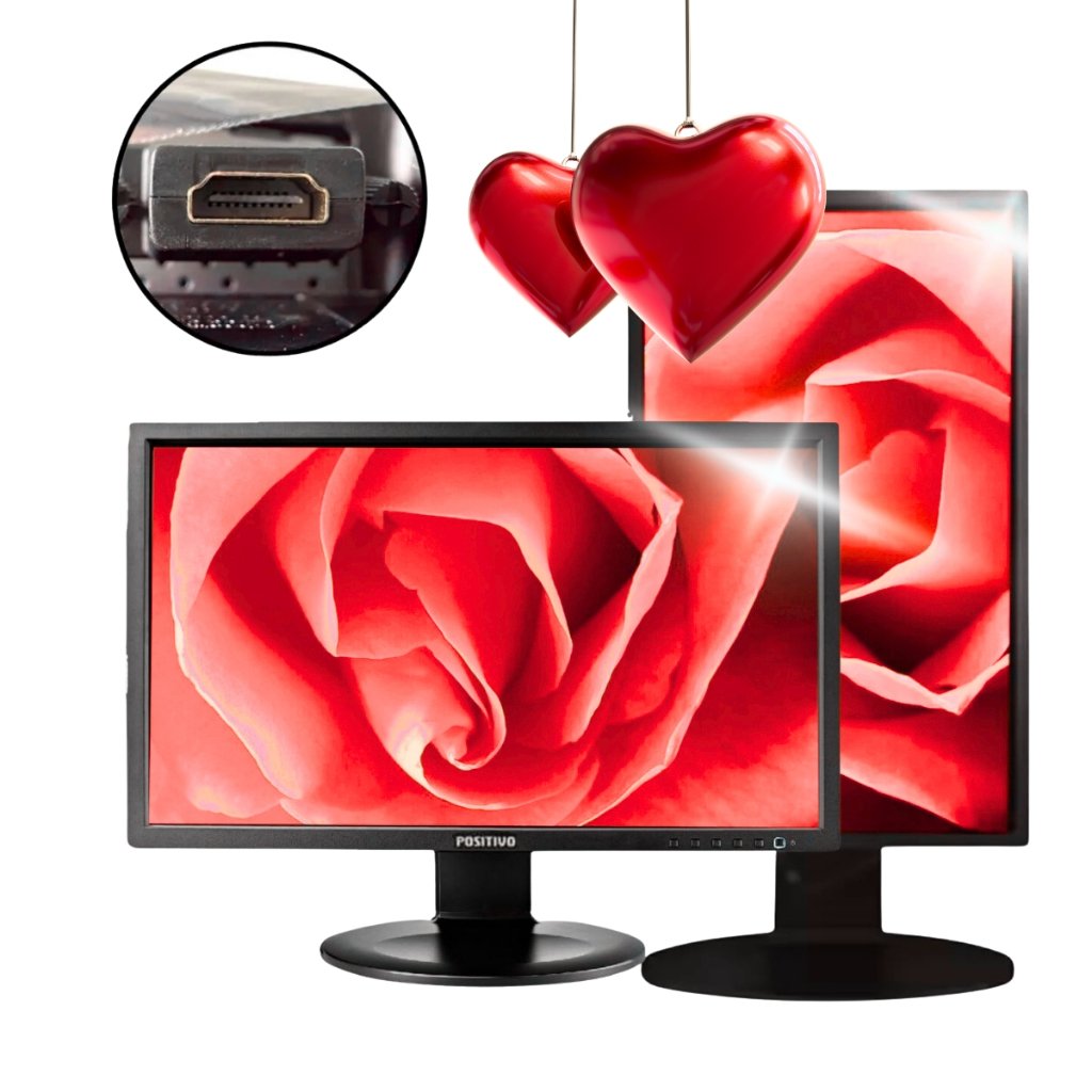 Monitor Tela Giratória Escritórios Trabalho Segunda Tela chat LED 19 Polegada HDMI Positivo/Info