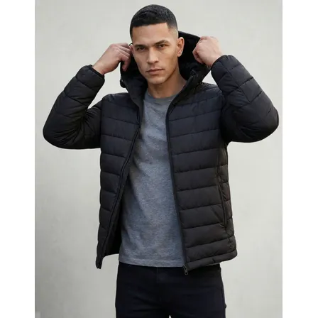 Bobojaco Masculino Térmico Corta Vento Capuz Impermeável Preto Gg Lisa