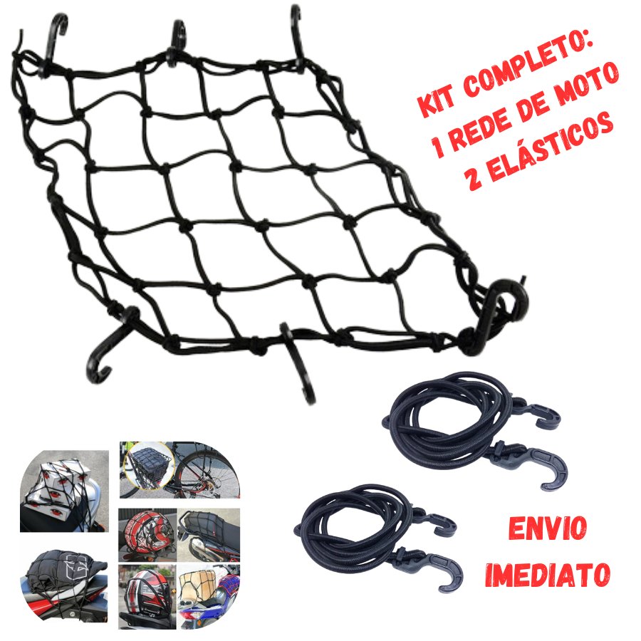 Rede Elástica Aranha COM 2 ExtensorES Capacete MOTO ELASTICO DE MOTO PARA Rede para bagageiro de moto fixação ganchos