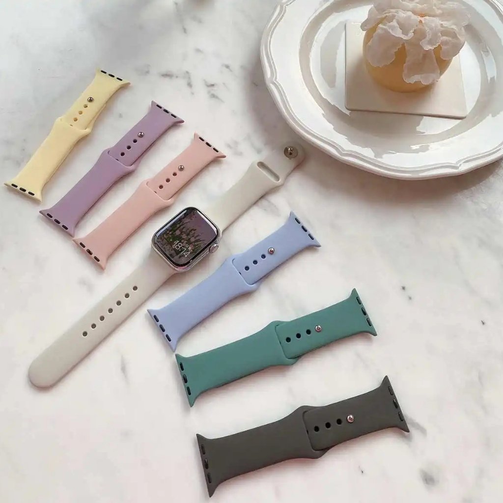 Pulseira Silicone para Apple Watch 45 44 49 46 42 41 40mm Ultra 3 2/Series 11/10/9/8/7/se/6/5/4/3 SM ML IWO W26 W28