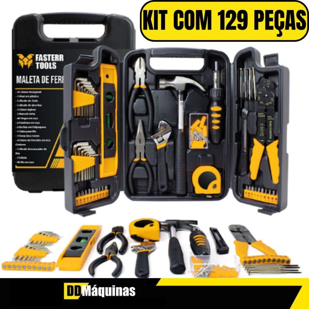 Kit Completo de Ferramentas  129 Peças com Maleta Organizadora- Fasterr