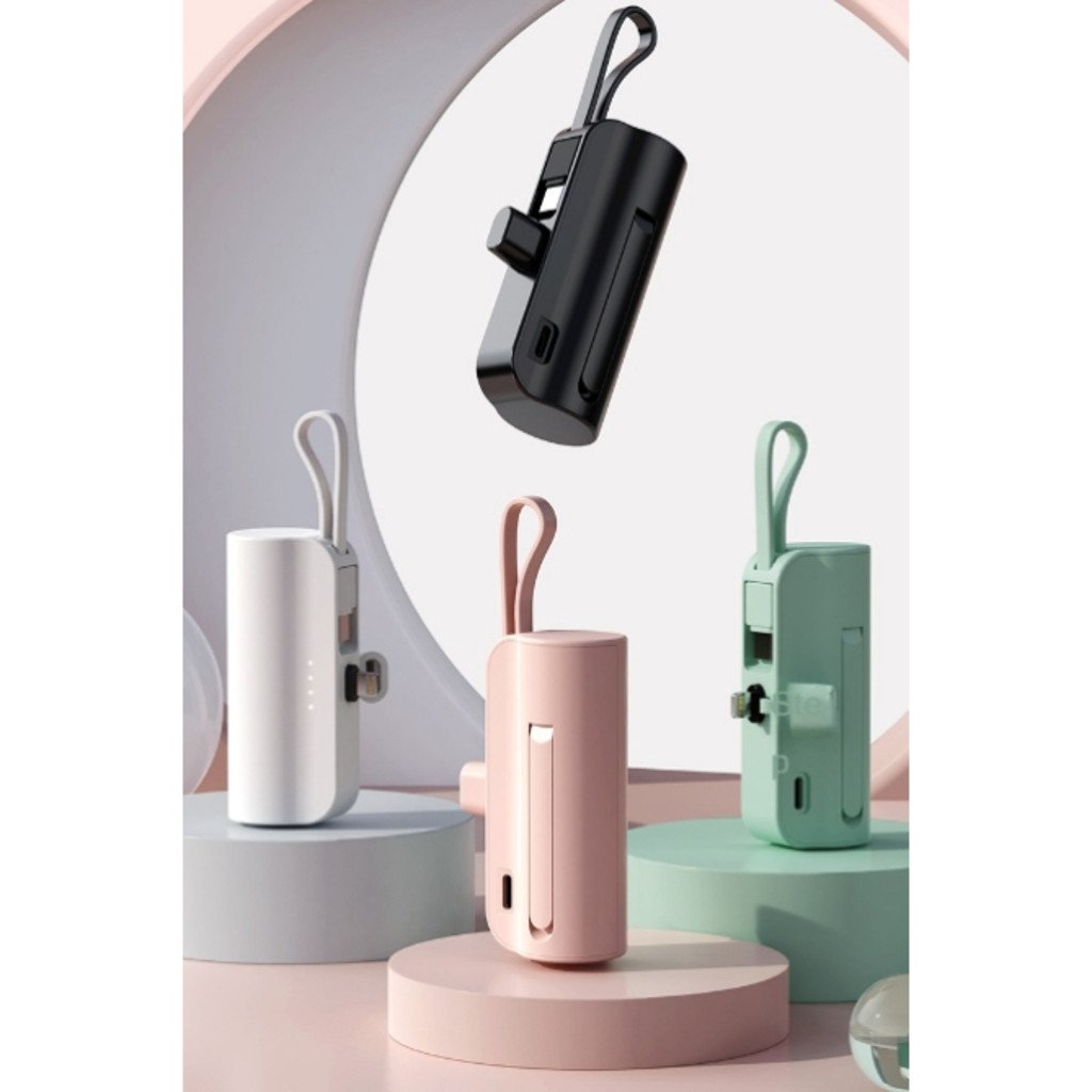 Carregador Mini Power Sem Fio 2em1 Carregador Portátil para iPhone e Tipo-C