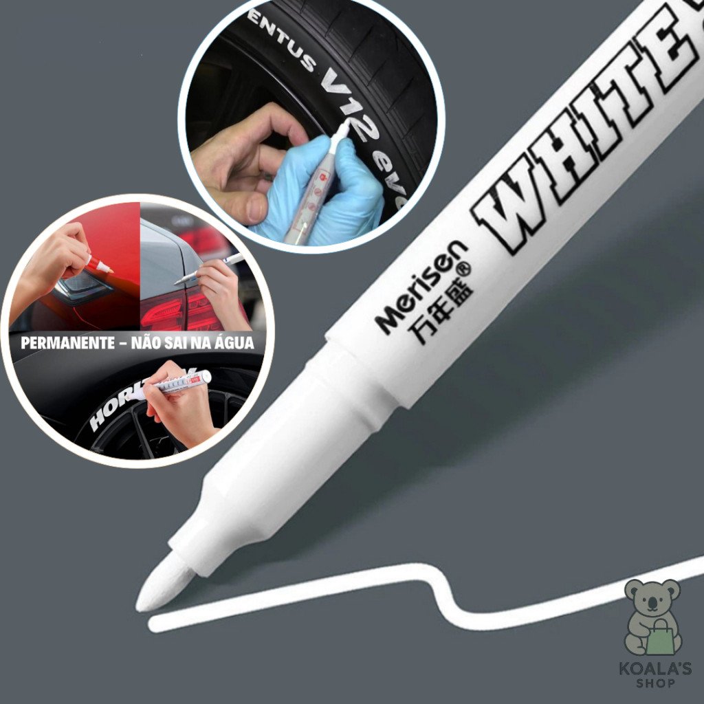 Canetas Branca Permanente Marcadora Pinta Pneu Prova D'Água Retoque e Reparos