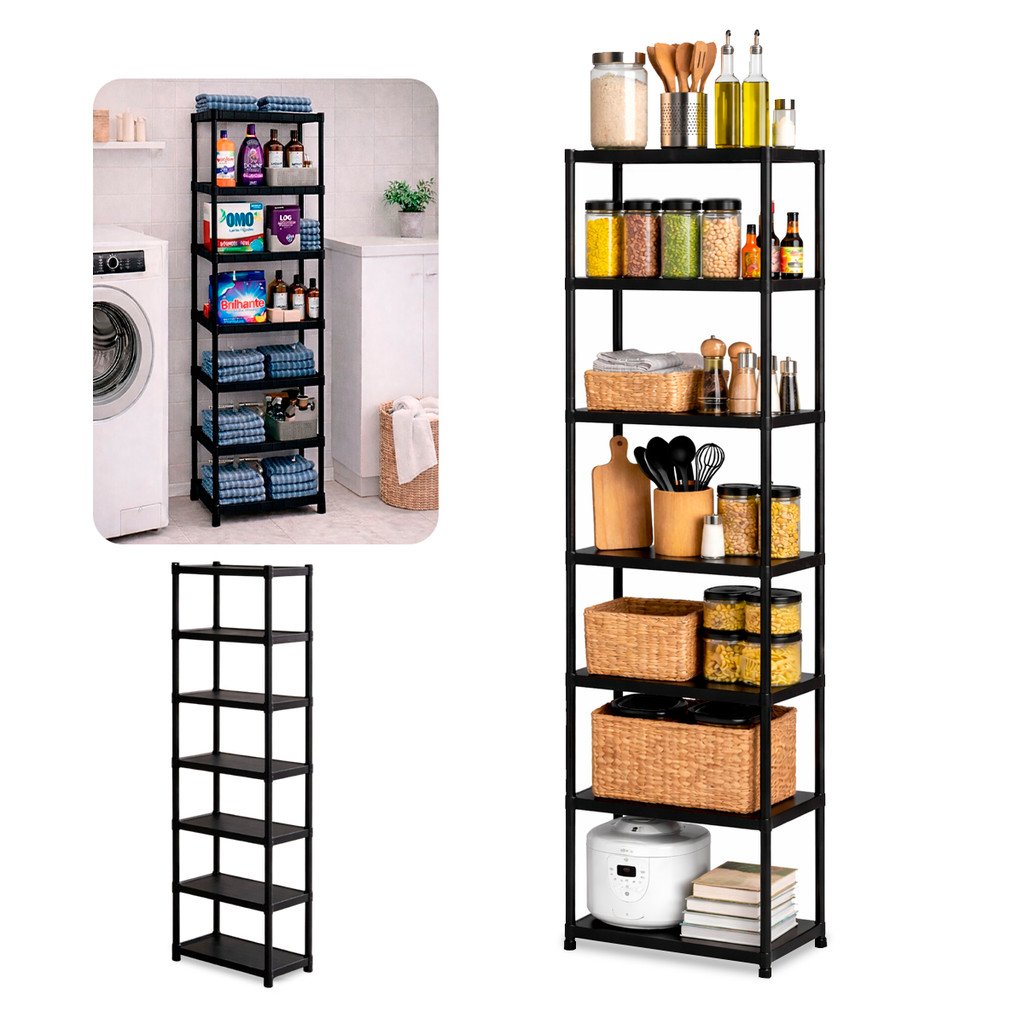 Estante Prateleira Modular Multiuso 7 Andares Organizadora de Plástico Desmontavel Varios Tamanhos