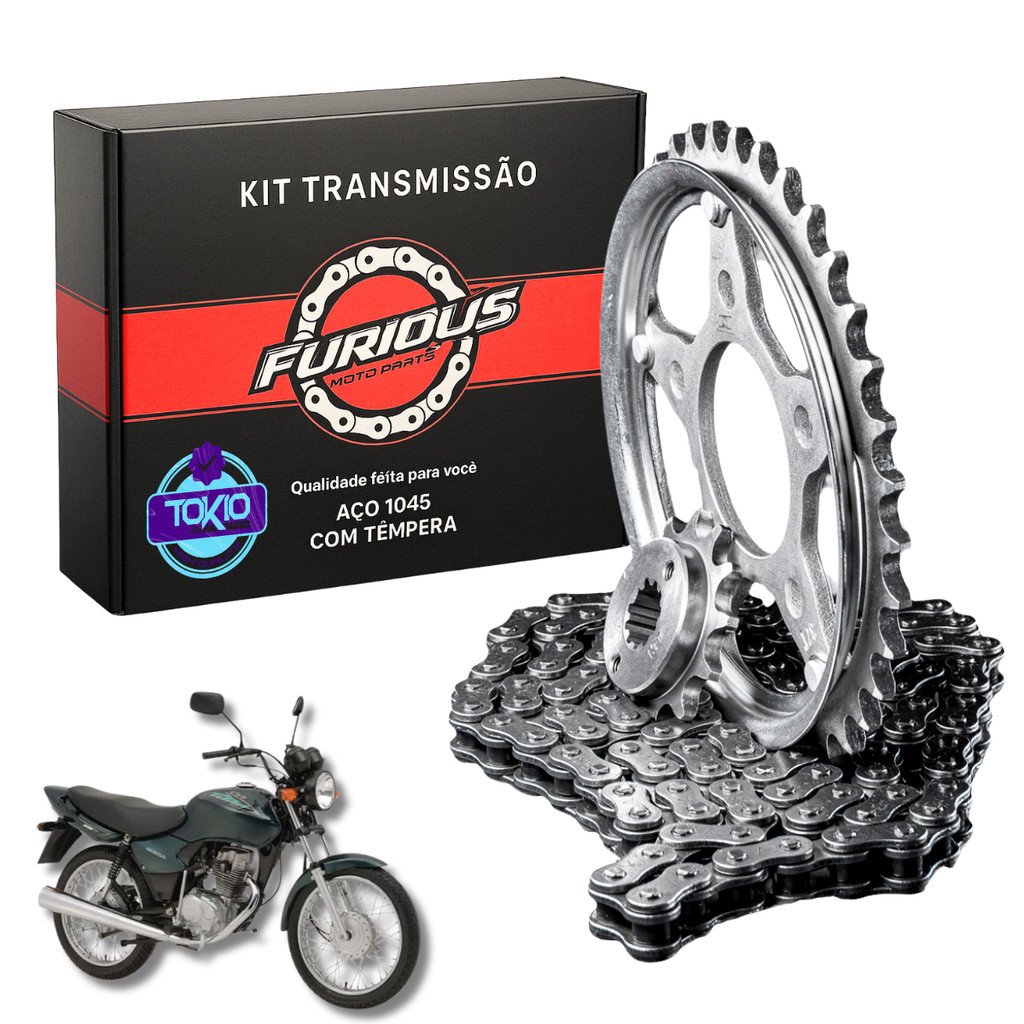 KIT RELAÇÃO CG 125 2000 A 2008 TITAN TRANSMISSÃO HONDA FAN