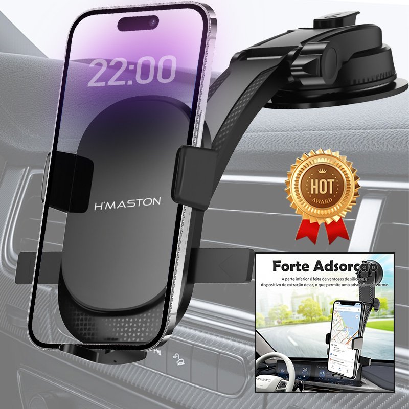 Suporte Celular Carro Veicular Trava Anti Queda 360º GPS Ventosa Painel Anti Queda