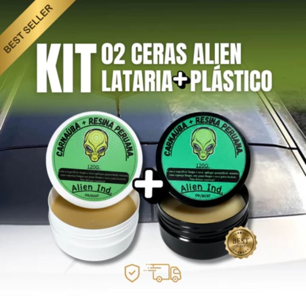 2 Ceras Automotiva Alien Ind  Carnaúba Para Lataria e Plástico - Brilho - Revitalização e Proteção