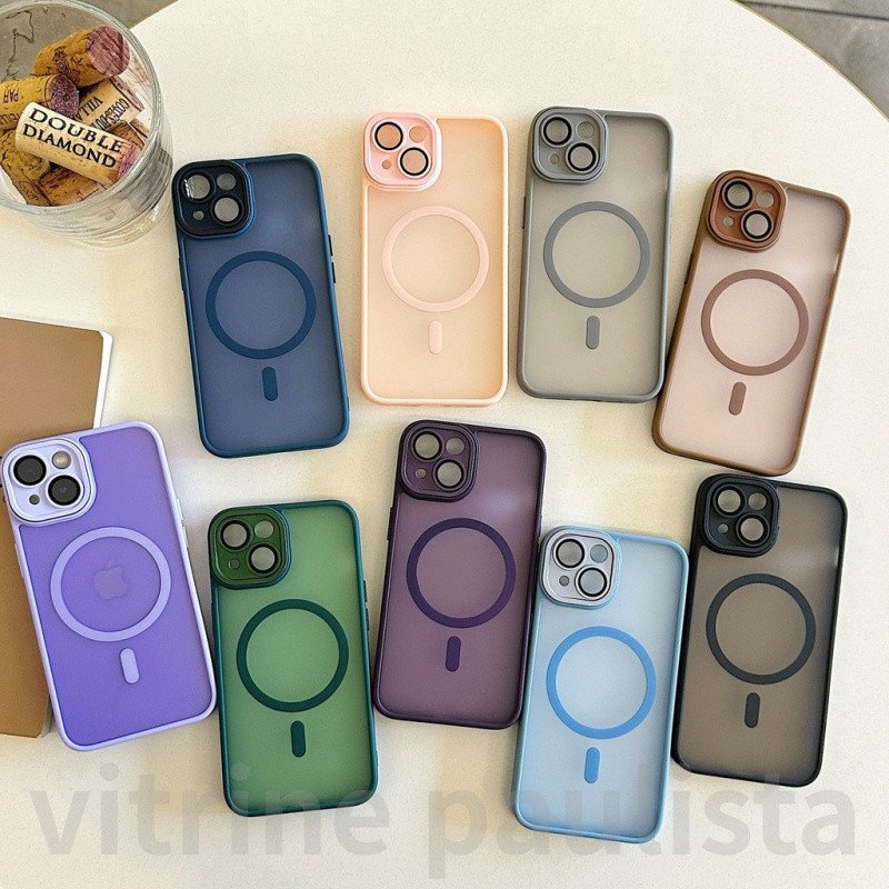 Capa Compatível iPhone 11-17 (Air/Pro Max) MagSafe Magnética Fosca Premium Proteção Reforçada