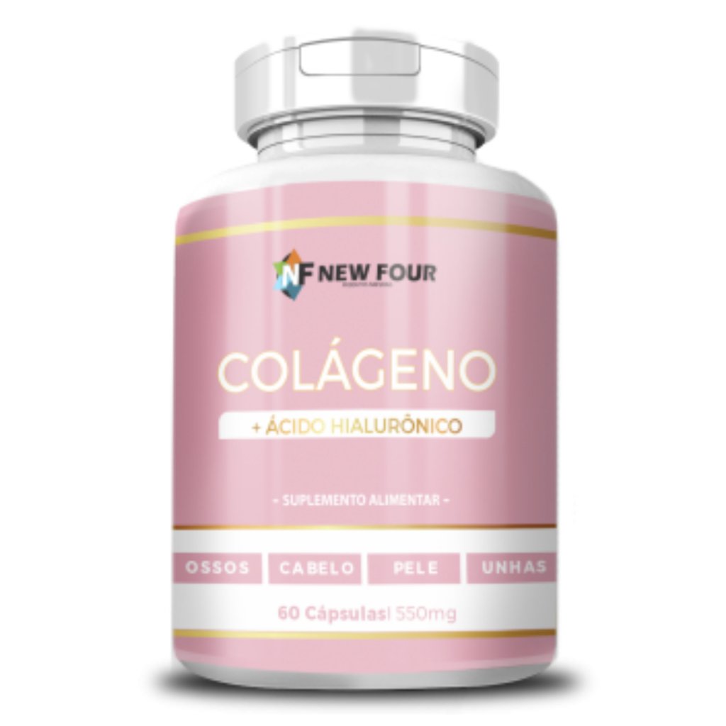 Colágeno Hidrolisado + Ácido Hialurônico - 60 Capsulas - New Four