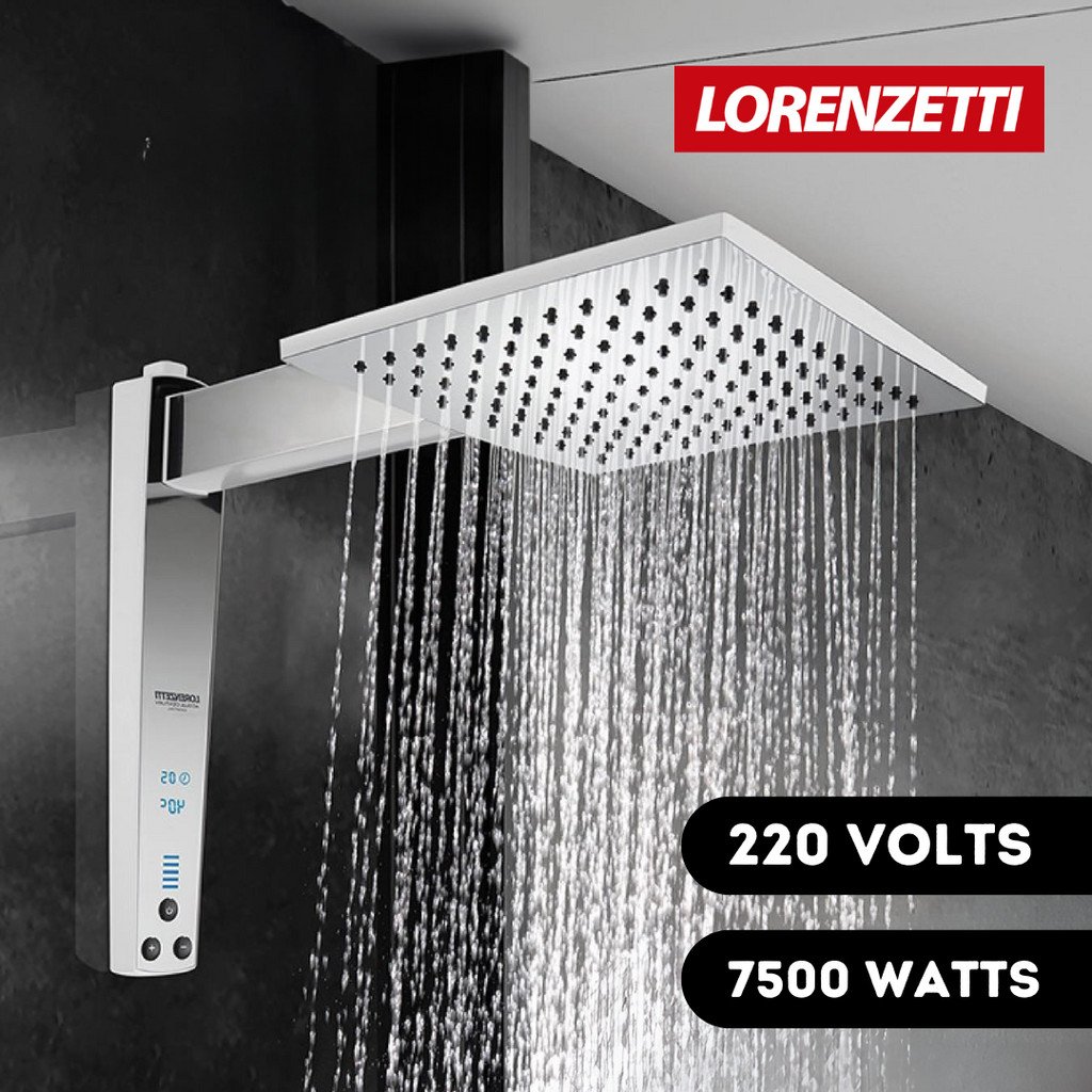 Chuveiro Ducha Acqua Century Digital Branco Cromado 220v 7500w Quadrado Lorenzetti Clean Moderno