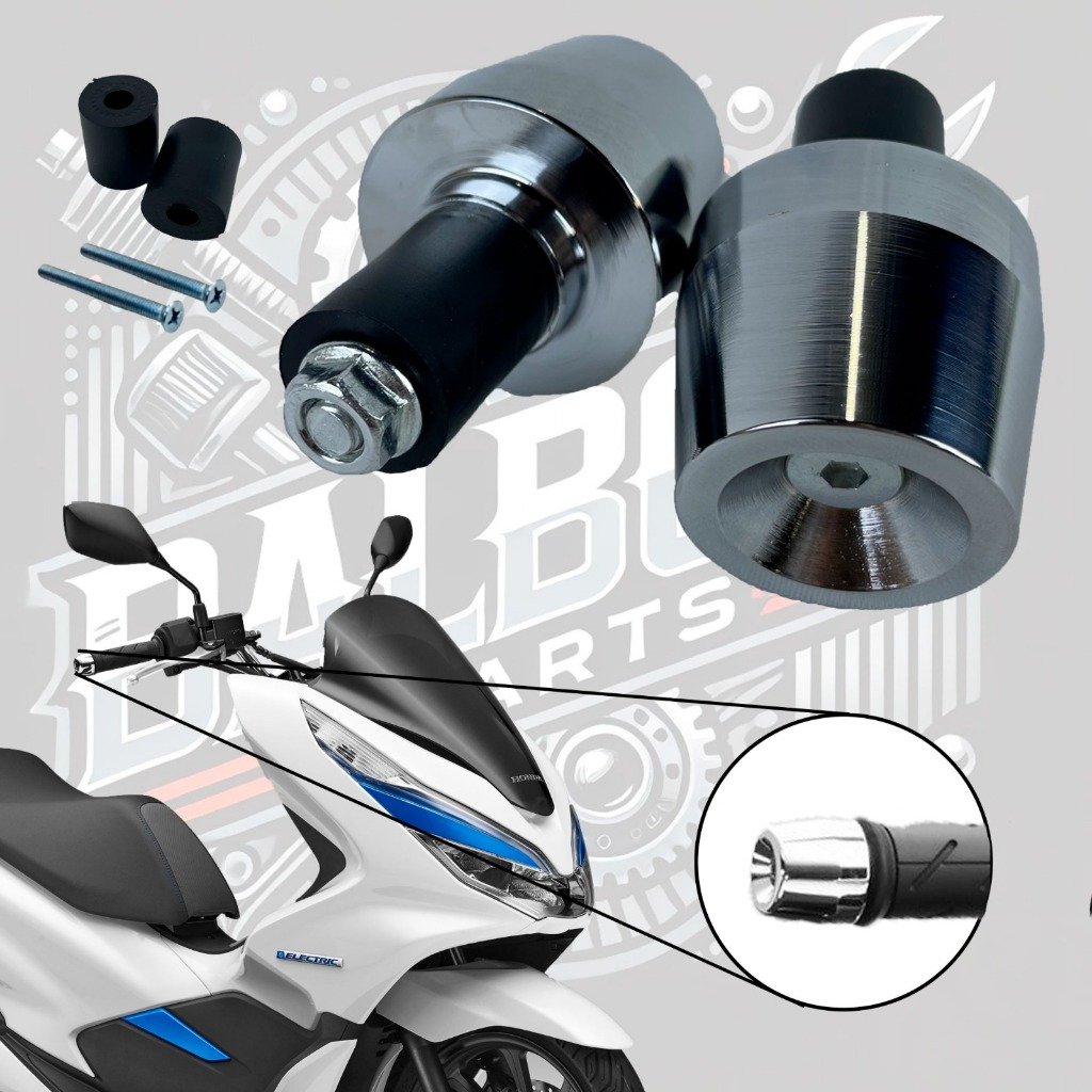 Par Peso De Guidão Universal Com Bucha Cromado Modelo Da Pcx Em Aluminio