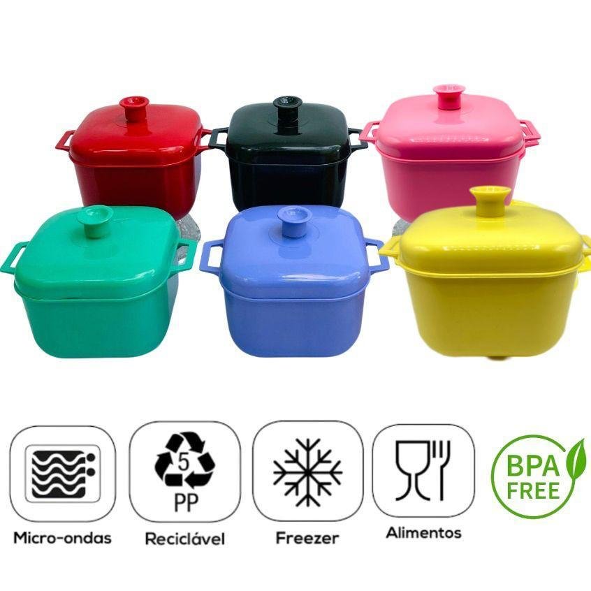 CAÇAROLA UNITÁRIA  E KIT ATÉ 6 PEÇAS -Panela de Micro-ondas Caçarola 1,5 Litros/ Potes de plástico/ Potes multiuso