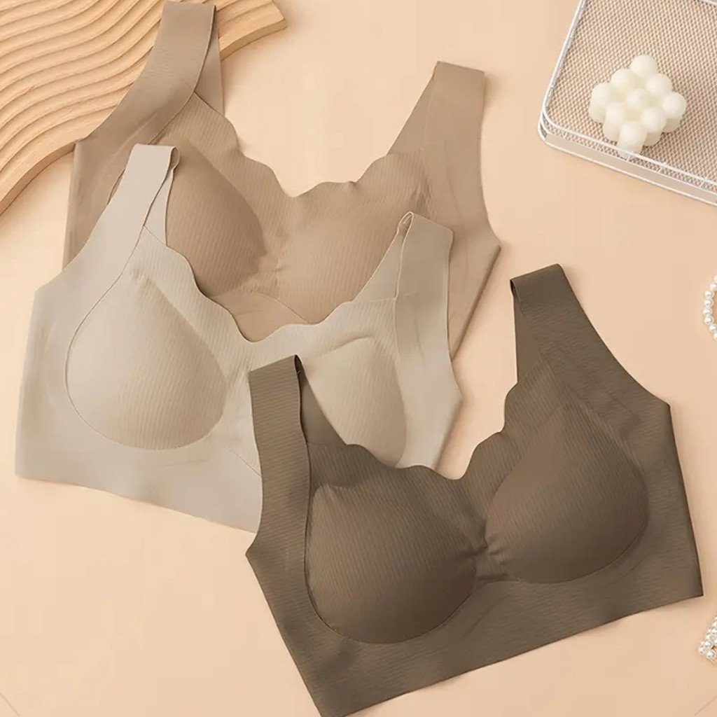 Top Sutiã Feminino Sem Costura Bordas De Ondas Alça Grossa