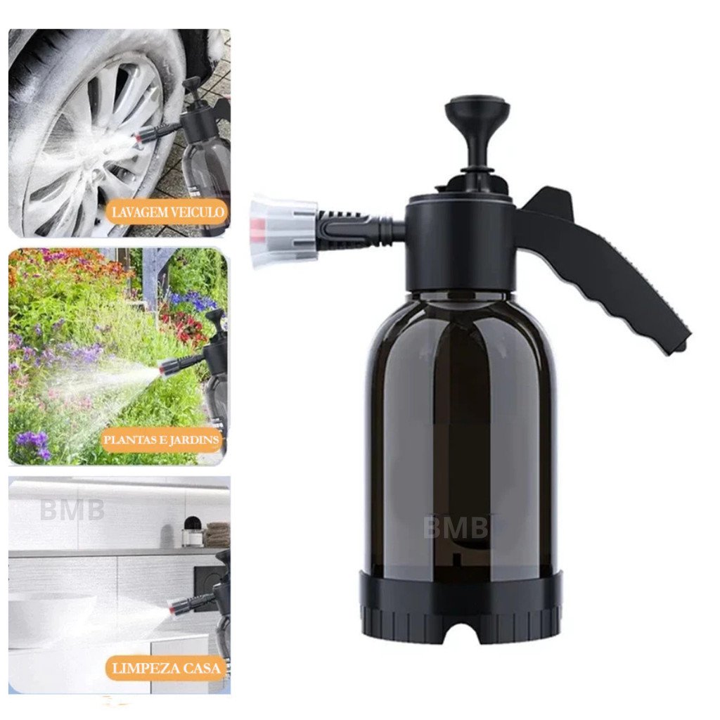 Borrifador Pulverizador Pressurizado 2 Litros 3 Bar – Pulverizador Multiuso para Carro, Jardim e Limpeza