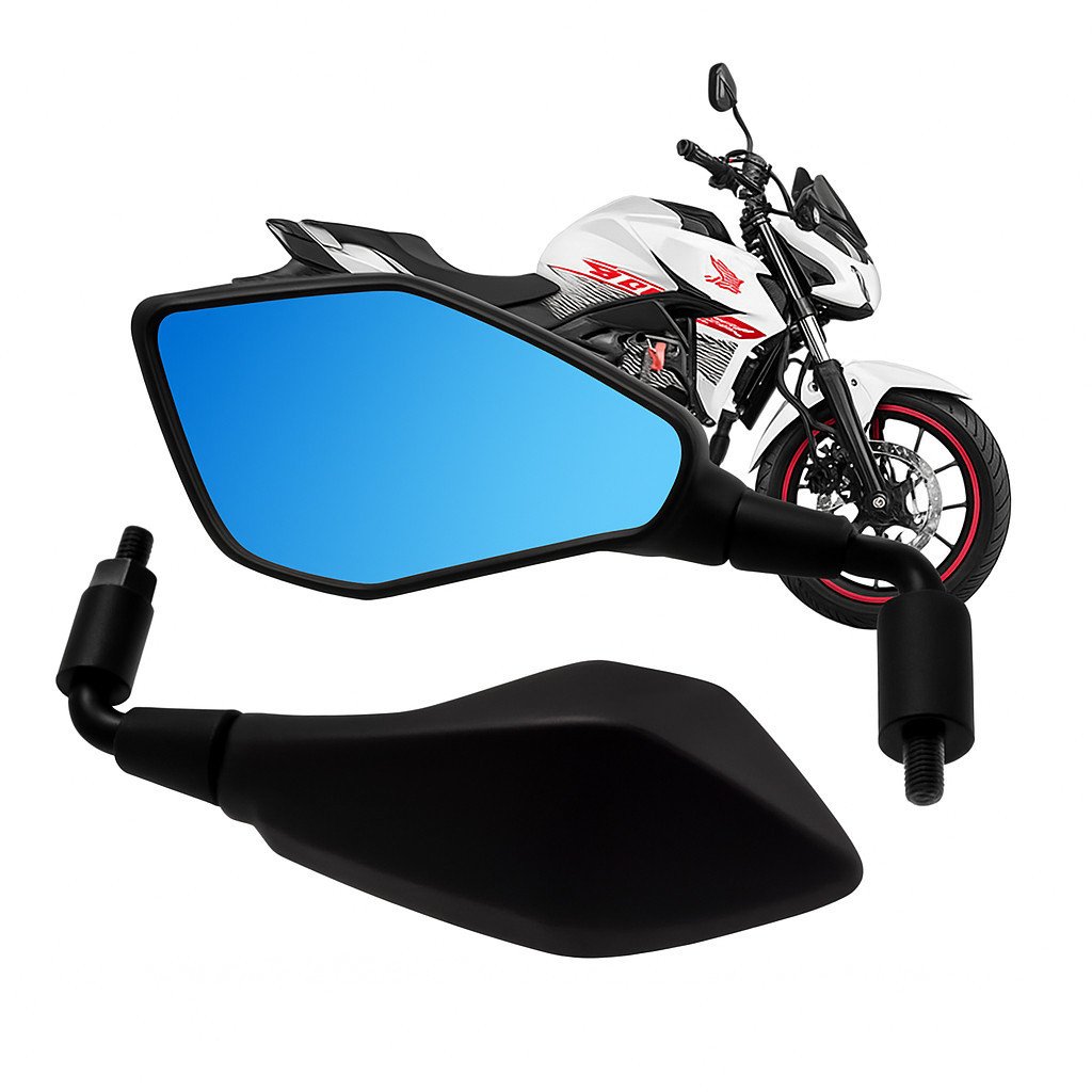 Retrovisor Esportivo Z400 Haste Curta 90° Lente Azul Convexa Rebaixado Universal Honda
