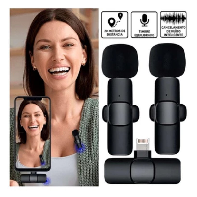 Microfone Lapela Para Celular Wireless Sem Fio Compatível Android/IOS Envio Imediato