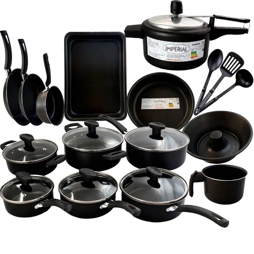 Jogo Panelas 13 Peças C Panela de Pressão 2L Antiaderente ou Kit 09 Pc Frigideira Caçarola Conjunto