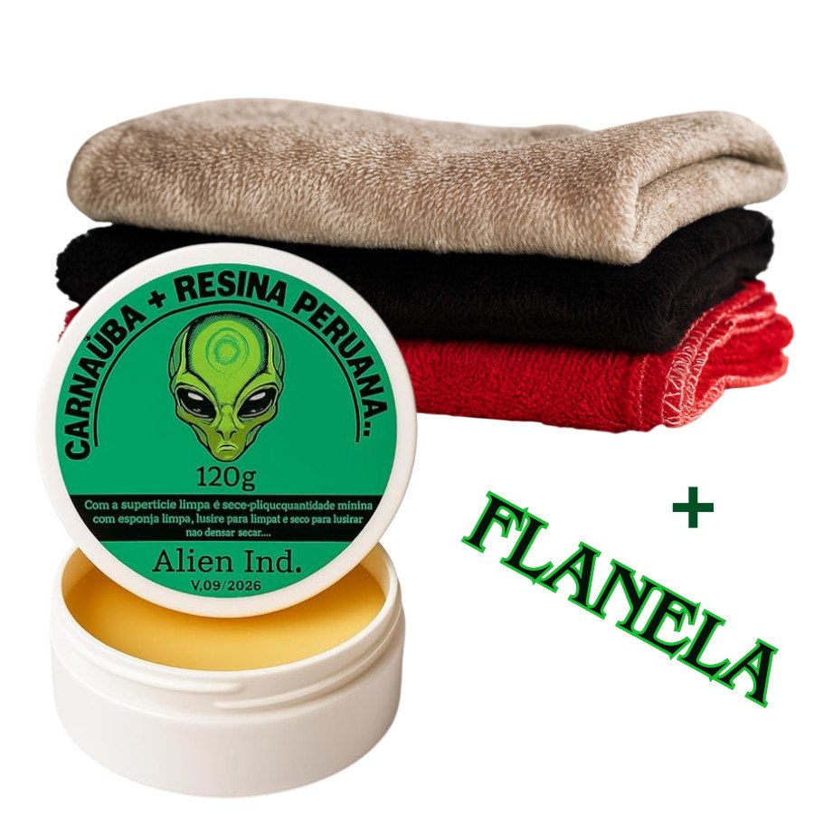 Cera Automotiva Carnaúiba Alien Ind Polimento Tira Riscos e Queimados + Pano Multiuso Microfibra