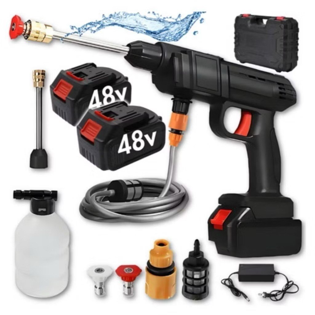 Lavadora de alta pressão profissional portátil sem fio de dupla voltagem, 110 V e 220 V, com um par de baterias de 48 V