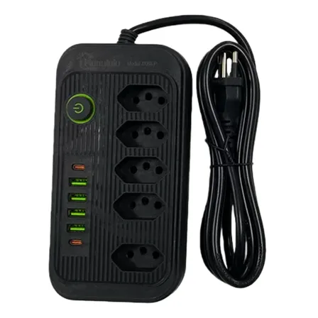 Extensão 5 Tomadas E  1 Pd 4 Usb Led Bivolt Power 127v/220v