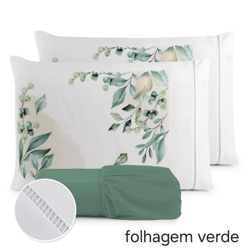 Jogo de Lençol 3 Pçs  king/Queen estampado com elástico Casal Padrão