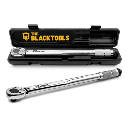 Torquímetro De Estalo Click Para Soquete 1/2 Pol 28-210 Nm 2.8 A 21kg Reversível Ajustável Com Estojo The Black Tools Cromado