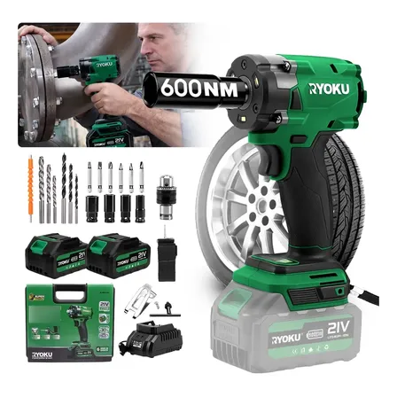 Chave De Impacto 21v Brushless Com 2 Baterias Sem Escova Verde 127/220v