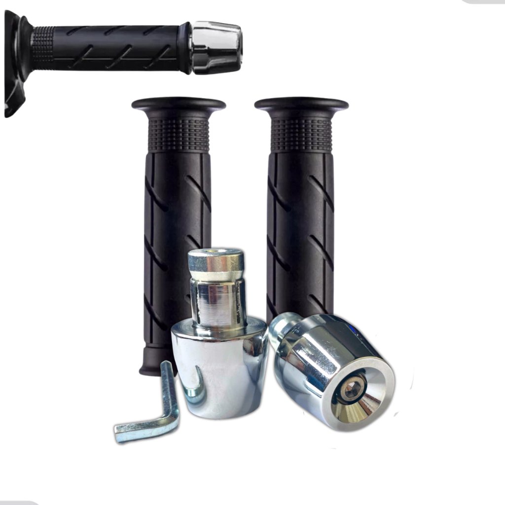 Kit Par Pesinhos Pesos Pcx Cromado Bucha Guidão Oco + Manoplas Titan Cargo Cg Fan Start 125 150 160